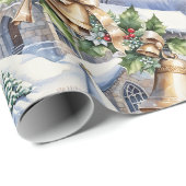 Gouden klokken van kerstdag cadeaupapier (Rol Hoek)