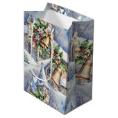Gouden klokken van kerstdag medium cadeauzakje (Voorkant Gekanteld)