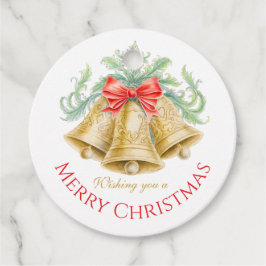Gouden klokken waterverf groen rood vrolijk kerstf bedankjes labels
