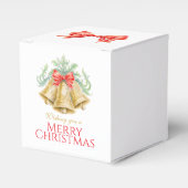 Gouden klokken waterverf groene rode kerst bedankdoosjes (Voorkant Zijde)