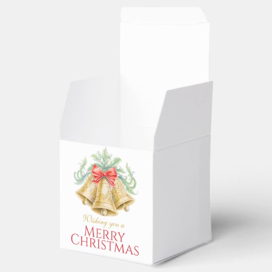 Gouden klokken waterverf groene rode kerst bedankdoosjes (Geopend)