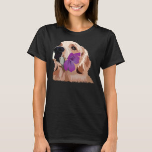 Gouden klokkenluider met een Paarse ventilator T-shirt