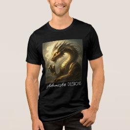 Gouden Klokwerk Draak Fantasie Kunst  Tri-Blend Shirt