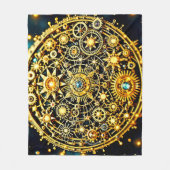 Gouden Klokwerk Hemelse Kunst Fleece Deken (Voorkant)