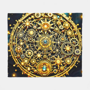 Gouden Klokwerk Hemelse Kunst Fleece Deken