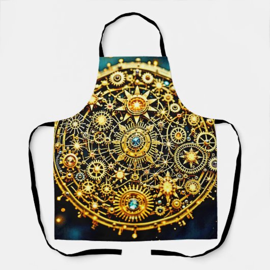 Gouden Klokwerk Hemelse Kunst Schort (Voorkant)
