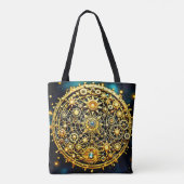Gouden Klokwerk Hemelse Kunst Tote Bag (Achterkant)