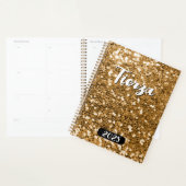 Gouden Klompige Glitter Gepersonaliseerd 2025 Planner (Display)