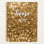 Gouden Klompige Glitter Gepersonaliseerd Planner (Voorkant)