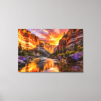 Gouden Kloofreflecties | Dramatische Zonsondergang Canvas Afdruk