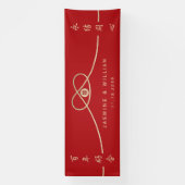 Gouden Knoop Unie Dubbel Geluk Chinees Huwelijk B Spandoek (Verticaal)