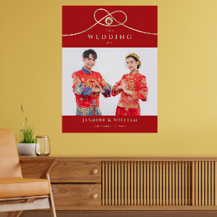Gouden Knoop Unie Dubbel Geluk Chinees Huwelijk Poster