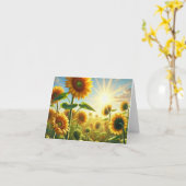 Gouden knuffel opgevouwen wenskaart kaart (Gele Bloem)