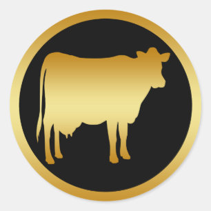 GOUDEN KOE RONDE STICKER