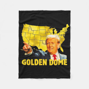 Gouden Koepel Trump Grote Amerikaanse Kaart Patrio Fleece Deken