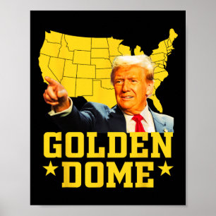 Gouden Koepel Trump Grote Amerikaanse Kaart Patrio Poster