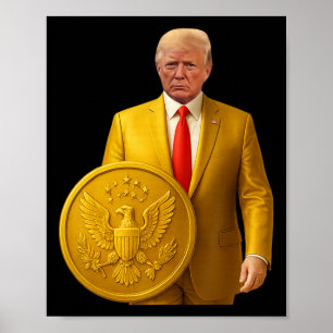 Gouden Koepel Trump Grote Amerikaanse Kaart Patrio Poster
