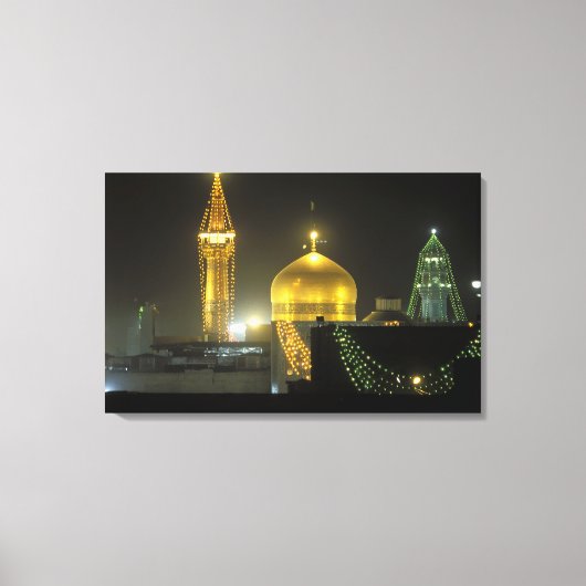 Gouden koepel van het Imam Reza-heiligdomcomplex b Canvas Afdruk (Voorkant)
