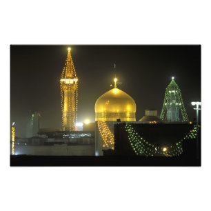 Gouden koepel van het Imam Reza-heiligdomcomplex b Foto Afdruk