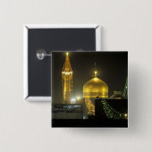 Gouden koepel van het Imam Reza-heiligdomcomplex b Vierkante Button 5,1 Cm (Voorkant /achterkant)