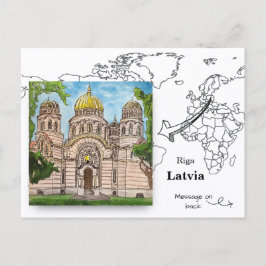 Gouden Koepels van Riga: De Orthodoxe Kathedraal Briefkaart