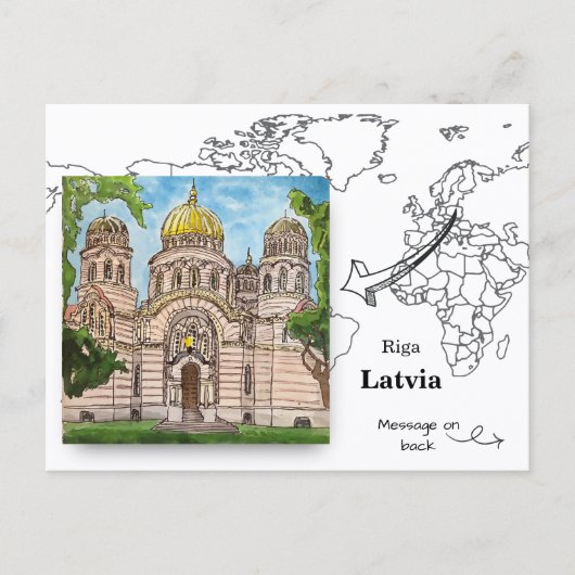 Gouden Koepels van Riga: De Orthodoxe Kathedraal Briefkaart (Voorkant)