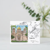 Gouden Koepels van Riga: De Orthodoxe Kathedraal Briefkaart (Staand voorkant)