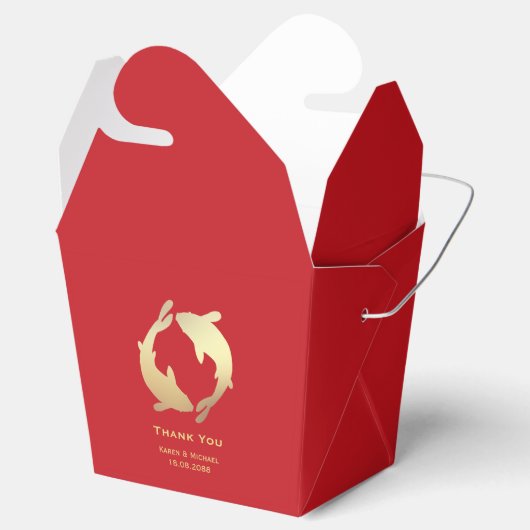 Gouden Koi Chinese bruiloft Bedankdoosjes (Geopend)
