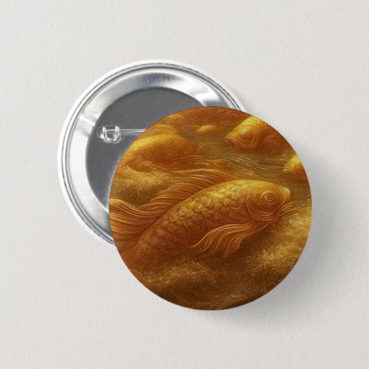 Gouden Koi Knop Ronde Button 5,7 Cm (Voorkant /achterkant)