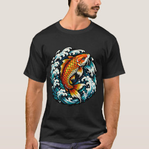 Gouden Koi stijgt door golven T-shirt