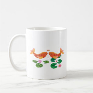 Gouden koi vis met lotusbloemen Koffie Mok