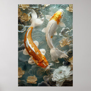 Gouden Koi Vis Poster Kunstprint Muurkunst