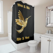 Gouden kolibrie met monogram | douchegordijn (In situ)