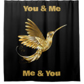 Gouden kolibrie met monogram | douchegordijn (Voorkant)