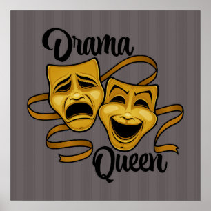 Gouden komedie en tragedie theater maskeert drama  poster