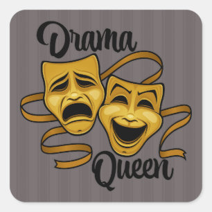 Gouden komedie en tragedie theater maskeert drama  vierkante sticker