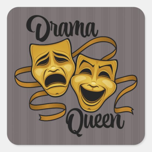 Gouden komedie en tragedie theater maskeert drama  vierkante sticker (Voorkant)