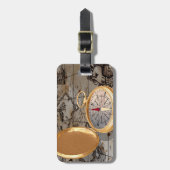  gouden kompas op Antiek piratenkaart Bagagelabel (Voorkant verticaal)