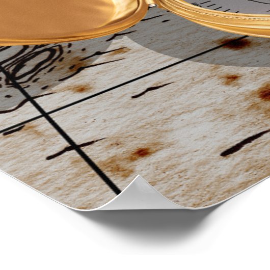  gouden kompas op Antiek piratenkaart Poster (Hoek)