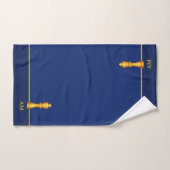 Gouden Koning & Monogram op Navyblauw Bad Handdoek (Handdoek)