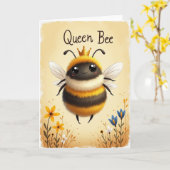 Gouden Koningin Bij Moederdag kaart (Gele Bloem)