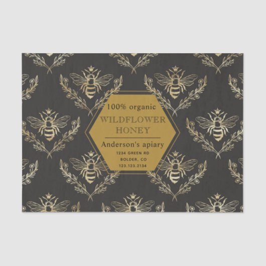  gouden koningin bijenbijenapier monogram tissuepapier (Voorkant)