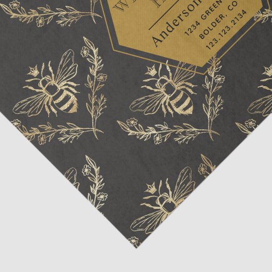  gouden koningin bijenbijenapier monogram tissuepapier (Detail)