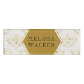  gouden koningin bijenbijenbijenmonogram naambadge (Voorkant)