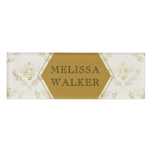  gouden koningin bijenbijenbijenmonogram naambadge