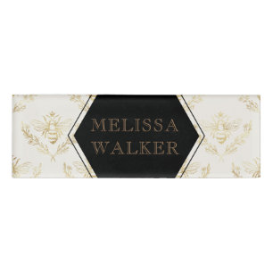  gouden koningin bijenbijenbijenmonogram naambadge