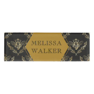 gouden koningin bijenbijenbijenmonogram naambadge