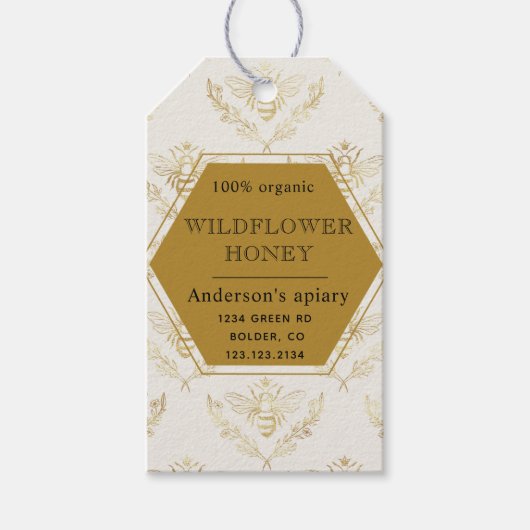 gouden koningin bijenbijengunstig tag cadeaulabel (Voorkant)