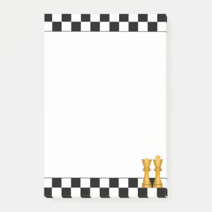Gouden koningin & koning op zwart & wit schaakpost post-it® notes