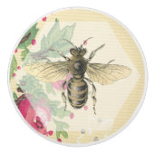 gouden koningin Rood Roses en Greenery Keramische Knop (Voorkant)